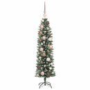 vidaXL Mű Karcsú Karácsonyi Fa 150 LED-del Zöld és Fehér 120 cm