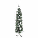vidaXL Mű Karcsú Karácsonyi Fa 150 LED-del Zöld és Fehér 120 cm