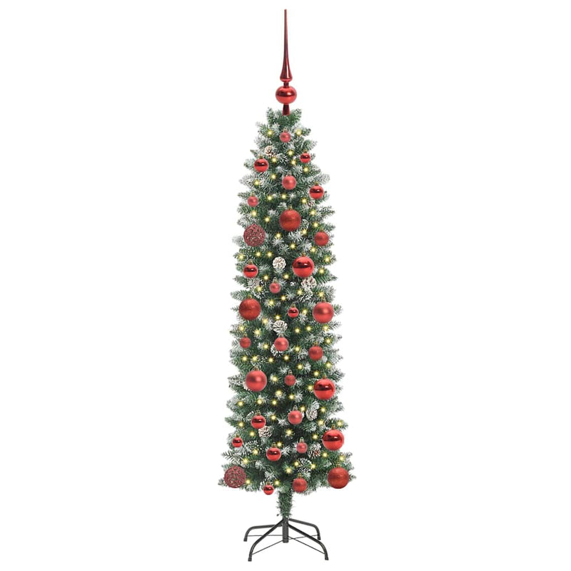 vidaXL Mű Karcsú Karácsonyi Fa 150 LED-del Zöld és fehér 120 cm