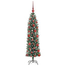 vidaXL Mű Karcsú Karácsonyi Fa 150 LED-del Zöld és Fehér 120 cm