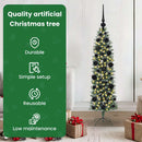 vidaXL Mű Karcsú Karácsonyi Fa 150 LED-del Zöld és Fehér 120 cm