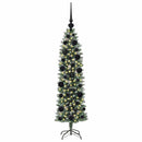 vidaXL Mű Karcsú Karácsonyi Fa 150 LED-del Zöld és Fehér 120 cm