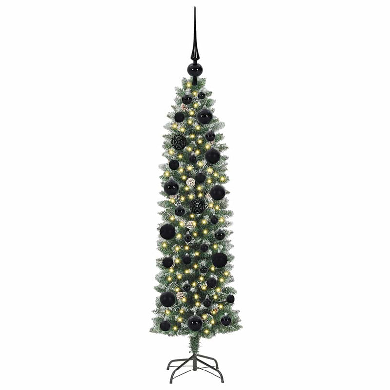 vidaXL Mű Karcsú Karácsonyi Fa 150 LED-del Zöld és fehér 120 cm
