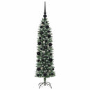 vidaXL Mű Karcsú Karácsonyi Fa 150 LED-del Zöld és Fehér 120 cm