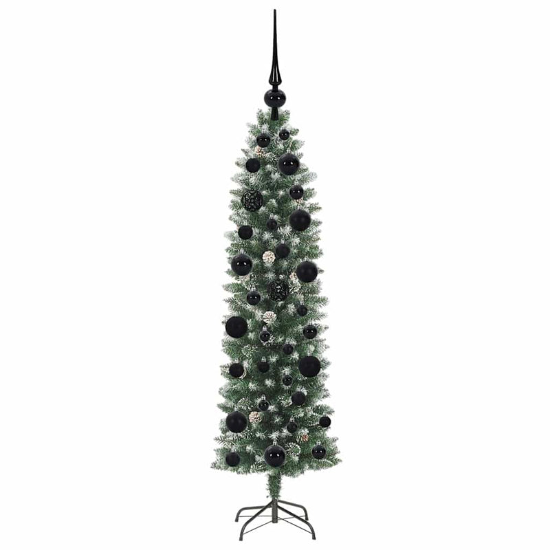 vidaXL Mű Karcsú Karácsonyi Fa 150 LED-del Zöld és fehér 120 cm