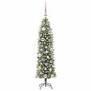 vidaXL Mű Karcsú Karácsonyi Fa 150 LED-del Zöld és Fehér 120 cm