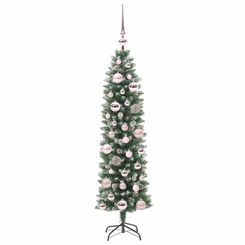 vidaXL Mű Karcsú Karácsonyi Fa 150 LED-del Zöld és fehér 120 cm