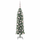 vidaXL Mű Karcsú Karácsonyi Fa 150 LED-del Zöld és Fehér 120 cm