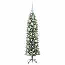 vidaXL Mű Karcsú Karácsonyi Fa 150 LED-del Zöld és Fehér 120 cm