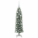 vidaXL Mű Karcsú Karácsonyi Fa 150 LED-del Zöld és Fehér 120 cm