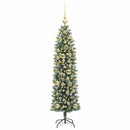 vidaXL Mű Karcsú Karácsonyi Fa 150 LED-del Zöld és Fehér 120 cm