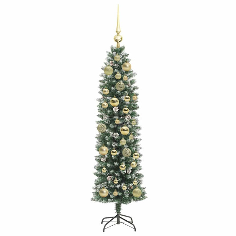 vidaXL Mű Karcsú Karácsonyi Fa 150 LED-del Zöld és fehér 120 cm