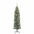 vidaXL Mű Karcsú Karácsonyi Fa 150 LED-del Zöld és Fehér 120 cm