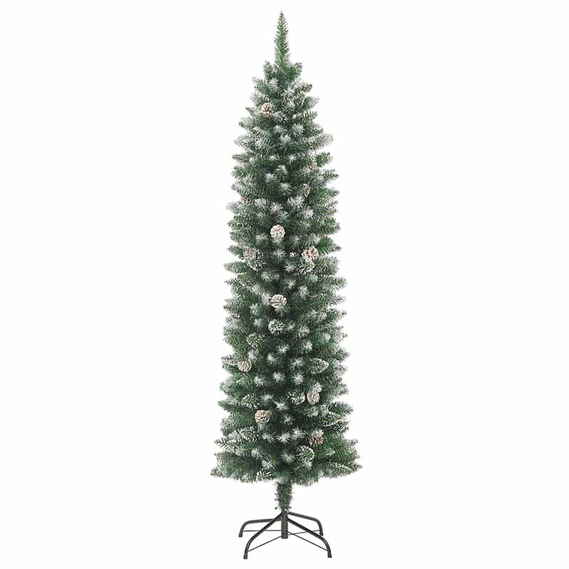 vidaXL Mű Karcsú Karácsonyi Fa 150 LED-del Zöld és fehér 120 cm