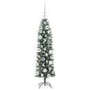 vidaXL Mű Karcsú Karácsonyi Fa 150 LED-del Zöld és Fehér 120 cm