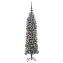 vidaXL Mű Karcsú Karácsonyi Fa 150 LED-del Zöld és Fehér 120 cm