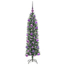 vidaXL Mű Karcsú Karácsonyi Fa 150 LED-del Zöld és Fehér 120 cm