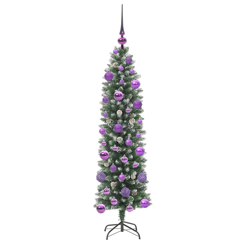 vidaXL Mű Karcsú Karácsonyi Fa 150 LED-del Zöld és fehér 120 cm
