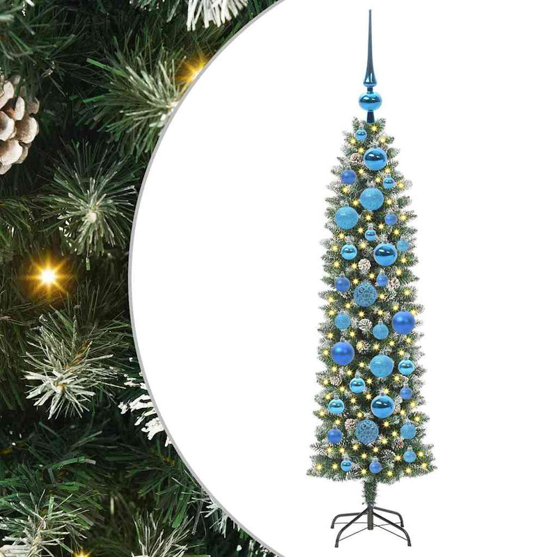 vidaXL Mű Karcsú Karácsonyi Fa 150 LED-del Zöld és fehér 120 cm