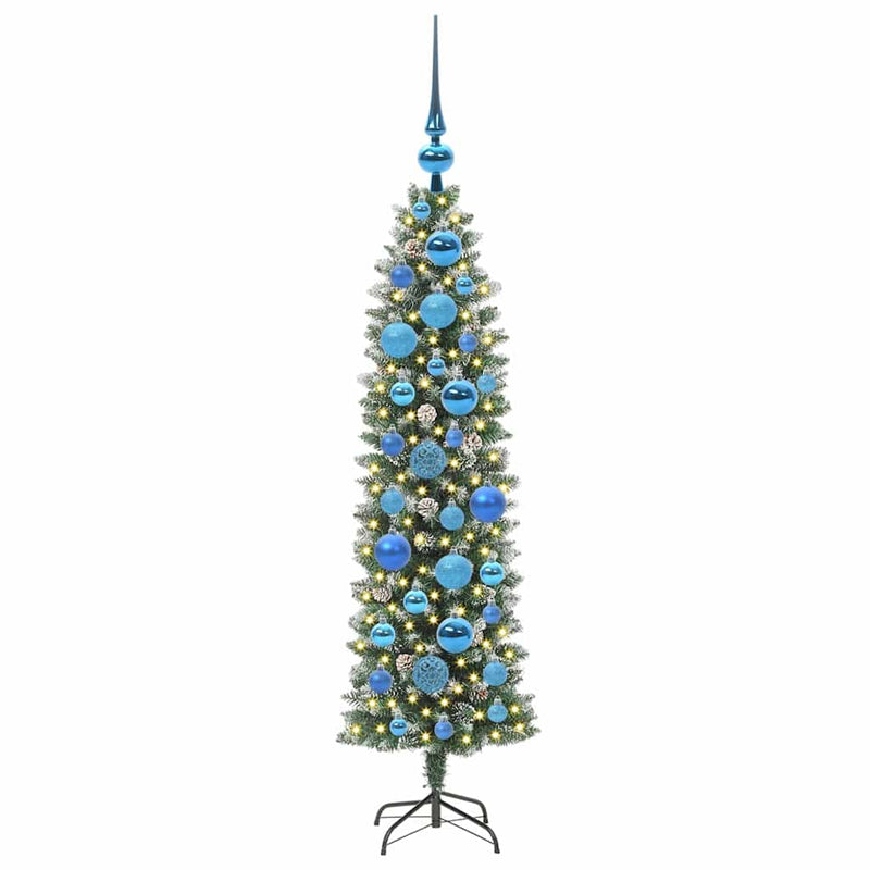vidaXL Mű Karcsú Karácsonyi Fa 150 LED-del Zöld és fehér 120 cm