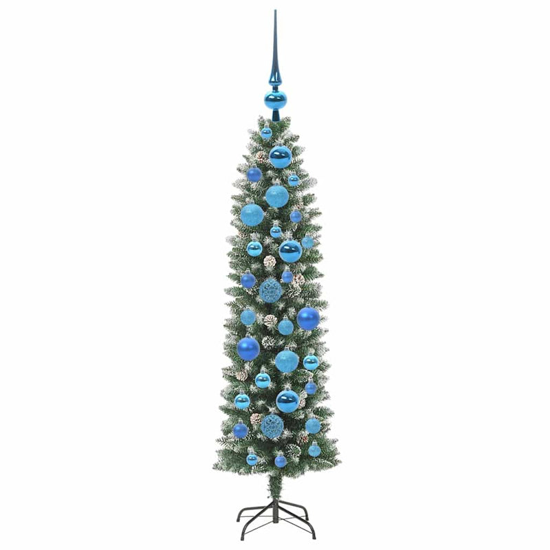 vidaXL Mű Karcsú Karácsonyi Fa 150 LED-del Zöld és fehér 120 cm