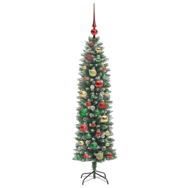 vidaXL Mű Karcsú Karácsonyi Fa 150 LED-del Zöld és fehér 120 cm