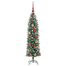 vidaXL Mű Karcsú Karácsonyi Fa 150 LED-del Zöld és Fehér 120 cm