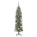 vidaXL Mű Karcsú Karácsonyi Fa 150 LED-del Zöld és Fehér 150 cm