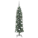 vidaXL Mű Karcsú Karácsonyi Fa 150 LED-del Zöld és Fehér 150 cm