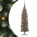 vidaXL Mű Karcsú Karácsonyi Fa 150 LED-del Zöld és Fehér 150 cm