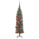 vidaXL Mű Karcsú Karácsonyi Fa 150 LED-del Zöld és Fehér 150 cm