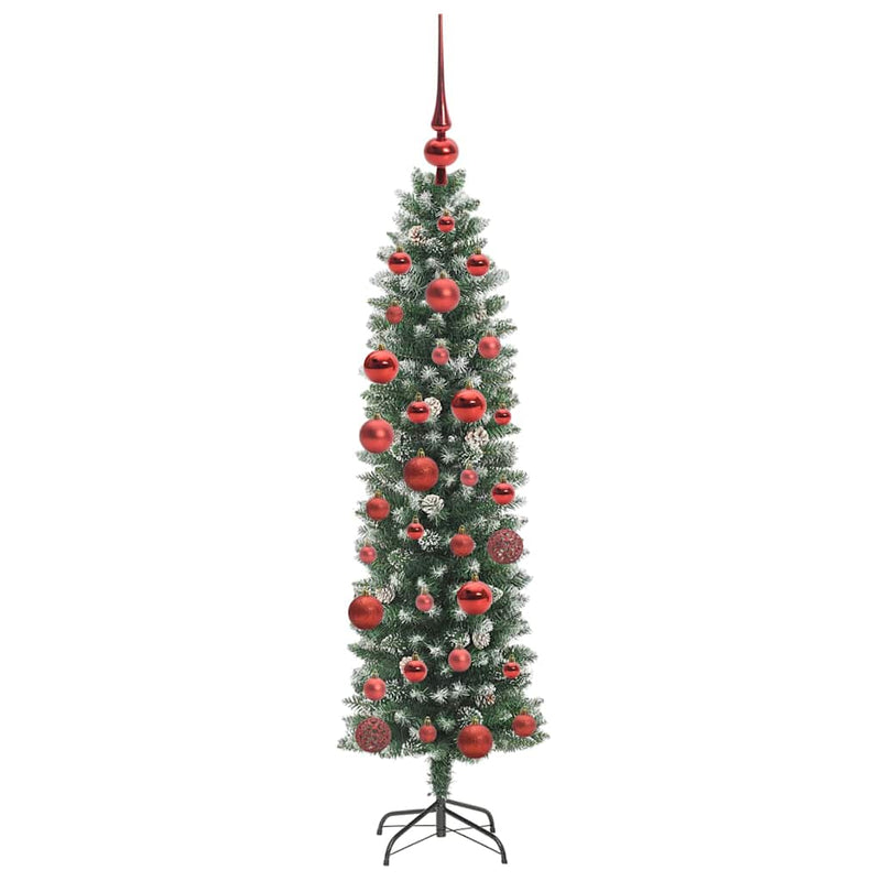 vidaXL Mű Karcsú Karácsonyi Fa 150 LED-del Zöld és fehér 150 cm