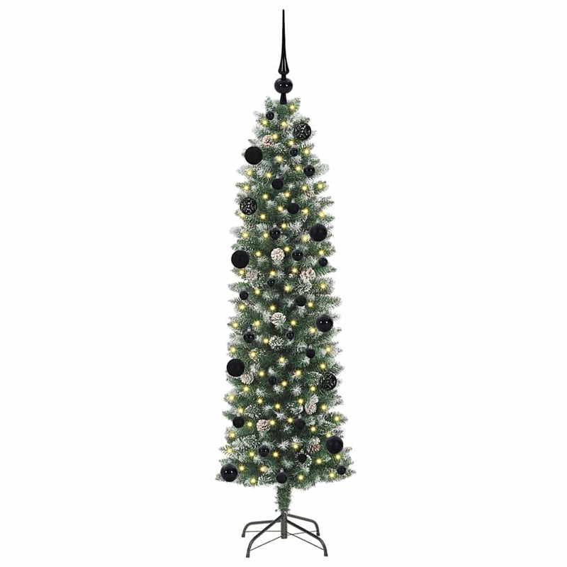 vidaXL Mű Karcsú Karácsonyi Fa 150 LED-del Zöld és fehér 150 cm
