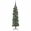 vidaXL Mű Karcsú Karácsonyi Fa 150 LED-del Zöld és Fehér 150 cm