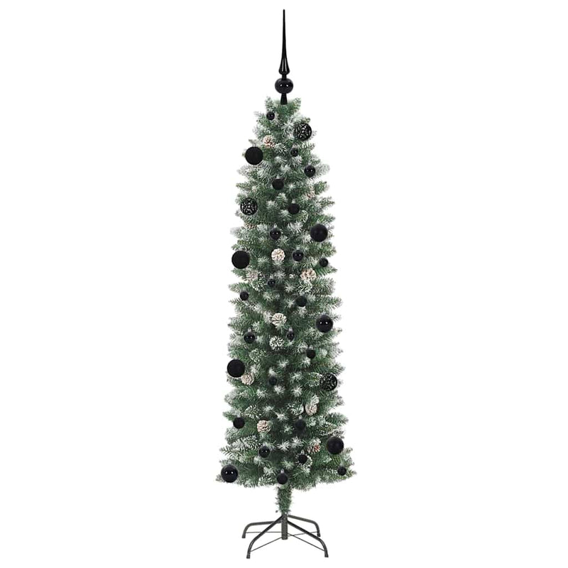 vidaXL Mű Karcsú Karácsonyi Fa 150 LED-del Zöld és fehér 150 cm