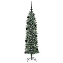 vidaXL Mű Karcsú Karácsonyi Fa 150 LED-del Zöld és Fehér 150 cm