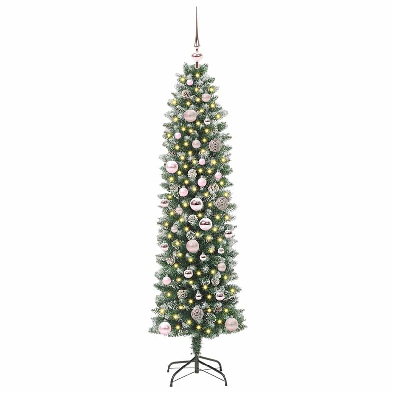 vidaXL Mű Karcsú Karácsonyi Fa 150 LED-del Zöld és fehér 150 cm