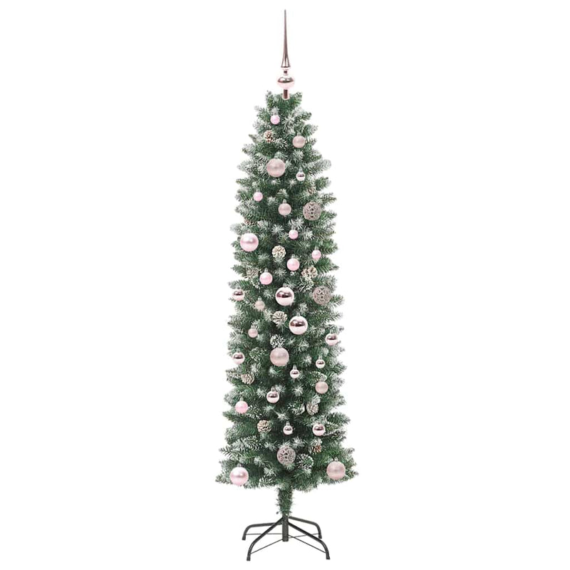 vidaXL Mű Karcsú Karácsonyi Fa 150 LED-del Zöld és fehér 150 cm