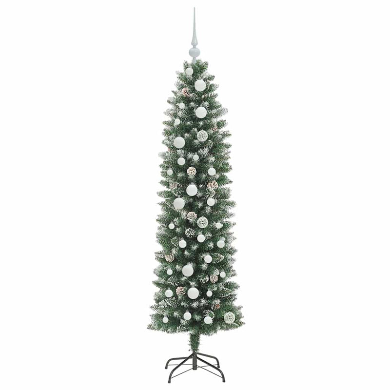 vidaXL Mű Karcsú Karácsonyi Fa 150 LED-del Zöld és fehér 150 cm