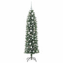 vidaXL Mű Karcsú Karácsonyi Fa 150 LED-del Zöld és Fehér 150 cm