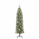vidaXL Mű Karcsú Karácsonyi Fa 150 LED-del Zöld és Fehér 150 cm