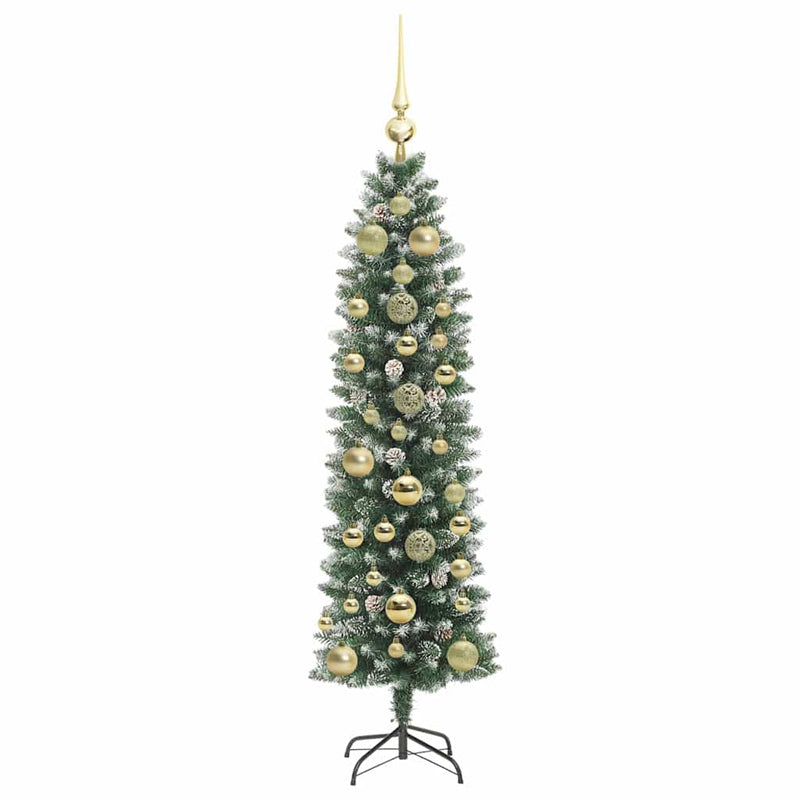 vidaXL Mű Karcsú Karácsonyi Fa 150 LED-del Zöld és fehér 150 cm