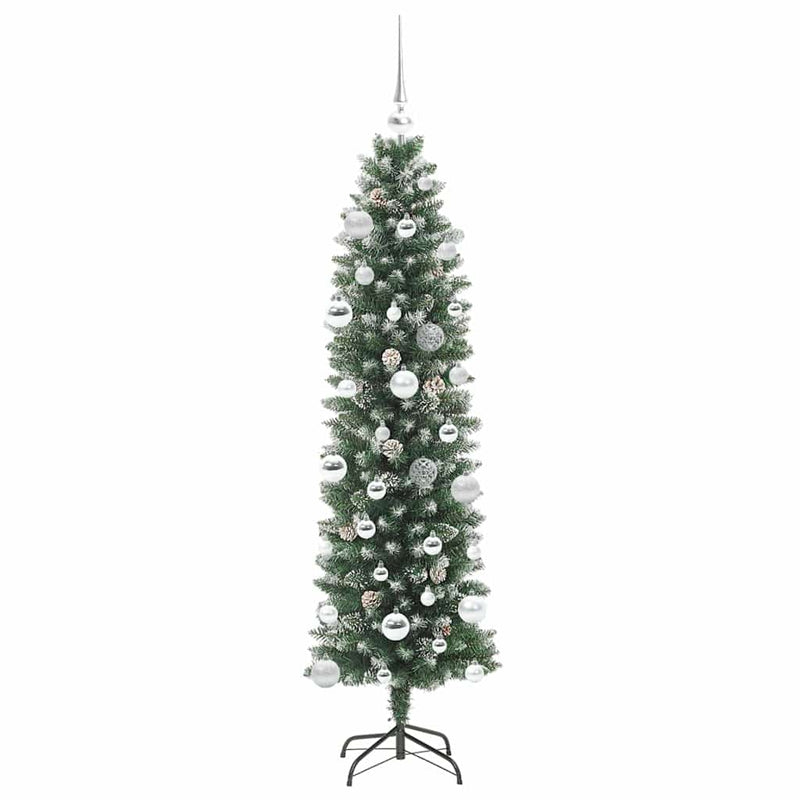vidaXL Mű Karcsú Karácsonyi Fa 150 LED-del Zöld és fehér 150 cm