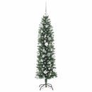 vidaXL Mű Karcsú Karácsonyi Fa 150 LED-del Zöld és Fehér 150 cm