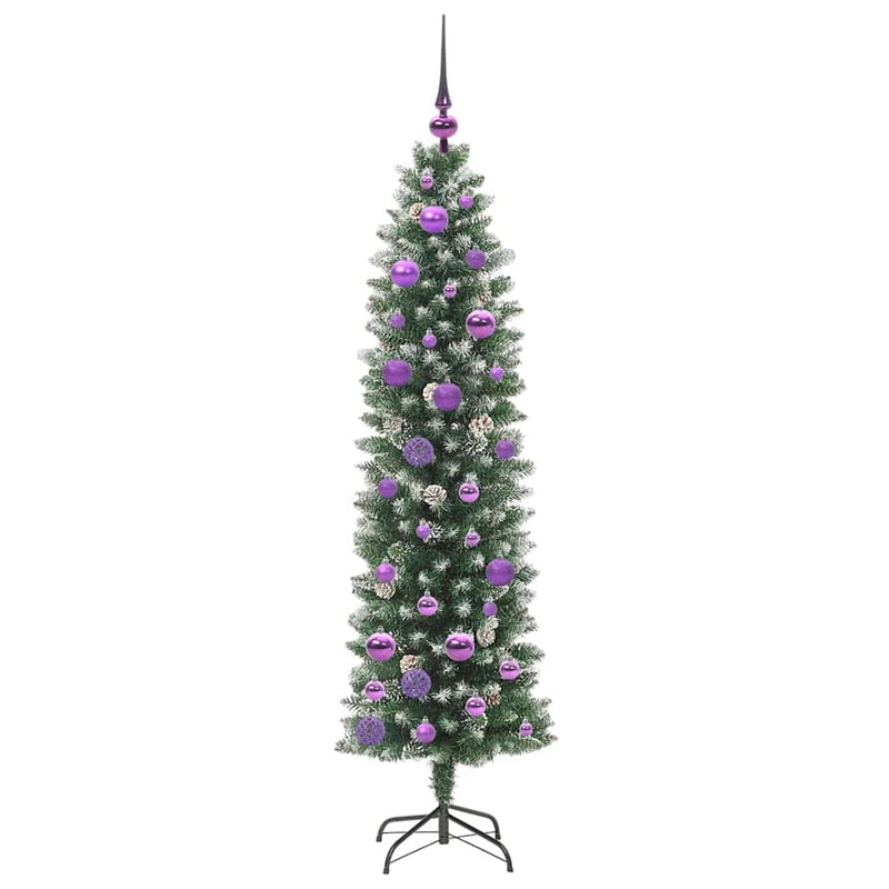 vidaXL Mű Karcsú Karácsonyi Fa 150 LED-del Zöld és fehér 150 cm