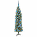 vidaXL Mű Karcsú Karácsonyi Fa 150 LED-del Zöld és Fehér 150 cm