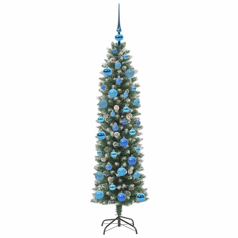 vidaXL Mű Karcsú Karácsonyi Fa 150 LED-del Zöld és fehér 150 cm