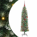 vidaXL Mű Karcsú Karácsonyi Fa 150 LED-del Zöld és Fehér 150 cm