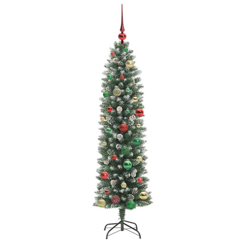 vidaXL Mű Karcsú Karácsonyi Fa 150 LED-del Zöld és fehér 150 cm