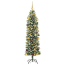 vidaXL Mű Karcsú Karácsonyi Fa 300 LED-del Zöld és Fehér 180 cm